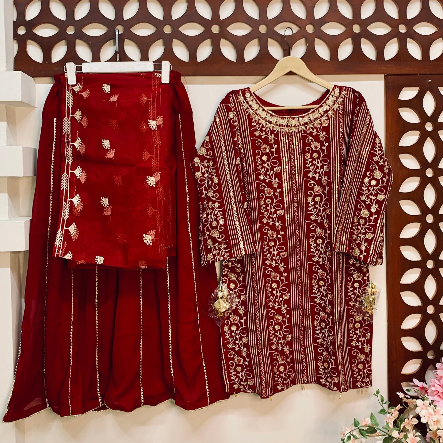 Majestic Threads – Chiffon 3-Piece with Intricate Embroidery & Artisan Neckline