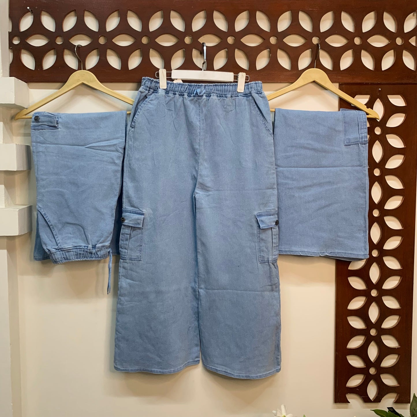 XL Cargo Denim Plazo with Pockets