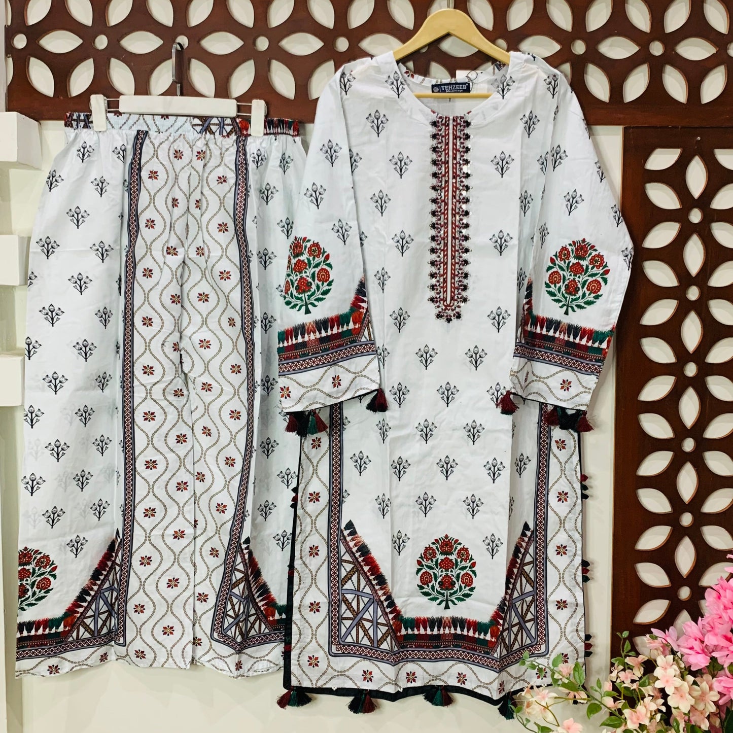 Printed Elegance – 2-Piece Lawn Dress with Embroidered Neckline