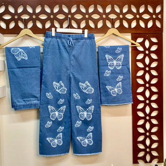 Butterfly Print Denim Jeans