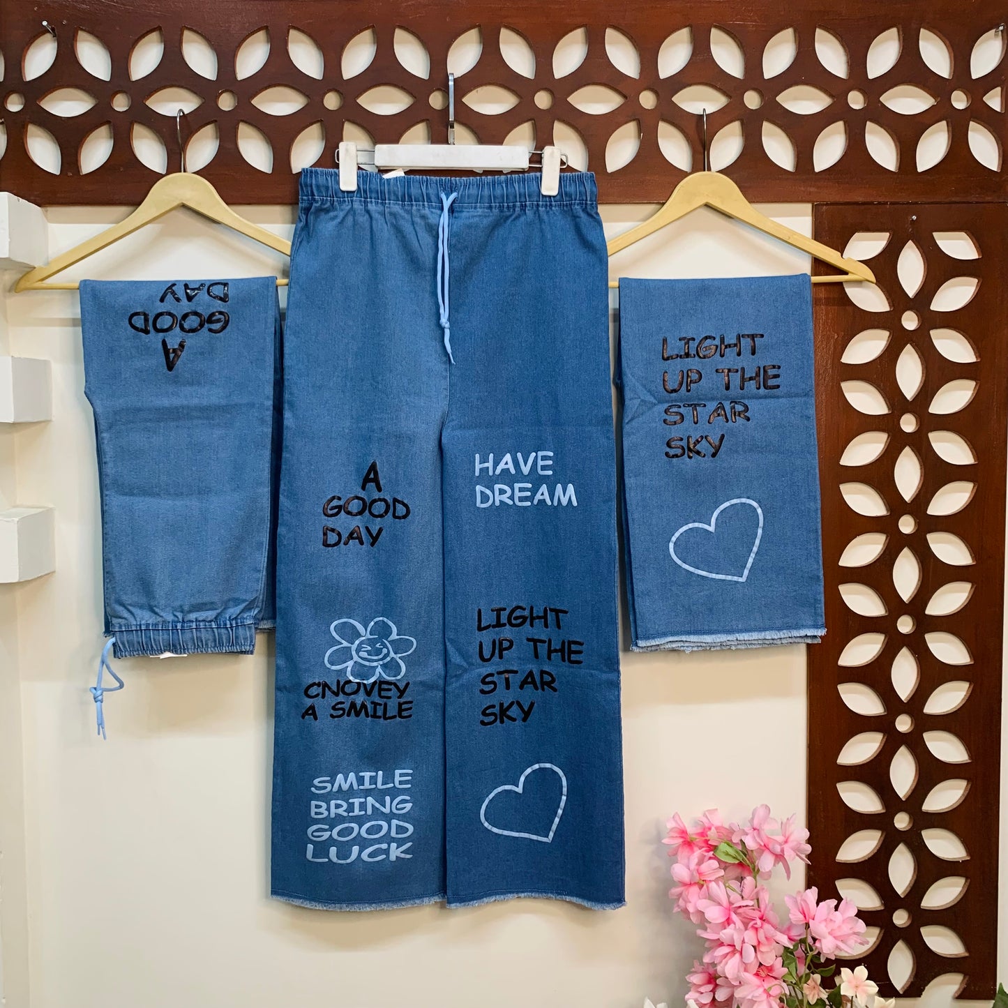 Dream Vibes Printed Denim Trouser