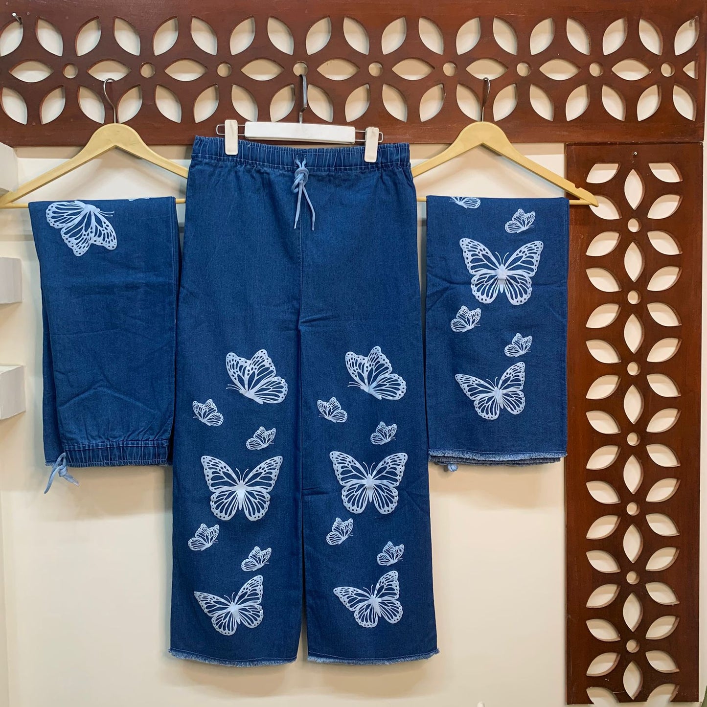 Butterfly Print Denim Jeans