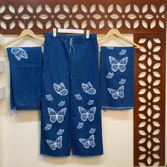 Butterfly Print Denim Jeans