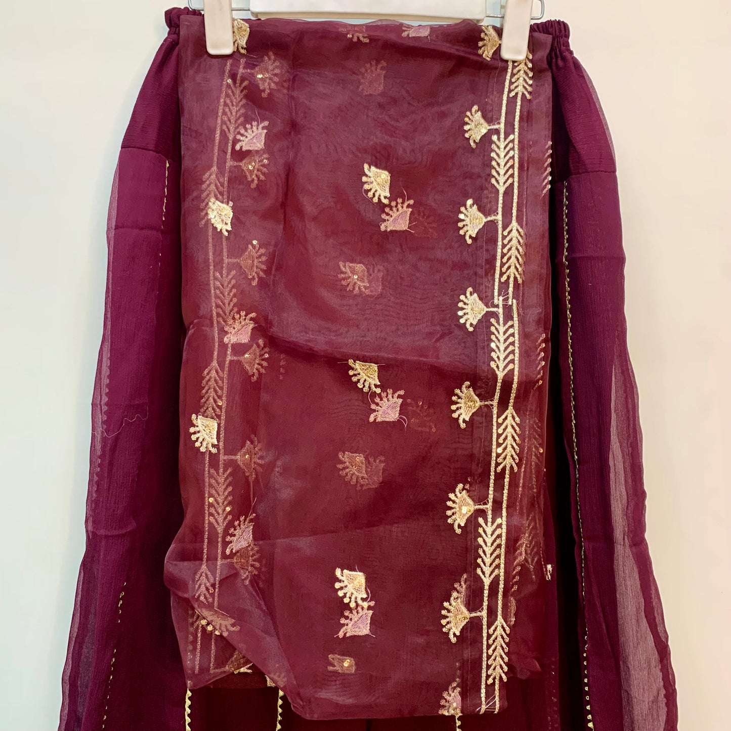 Majestic Threads – Chiffon 3-Piece with Intricate Embroidery & Artisan Neckline