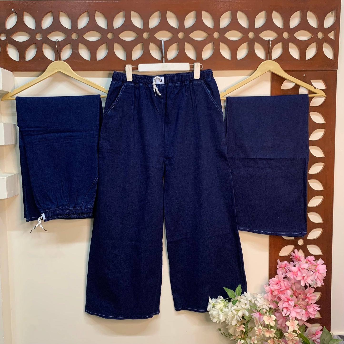 XL Denim Plazo with Pockets - Plain & Comfortable