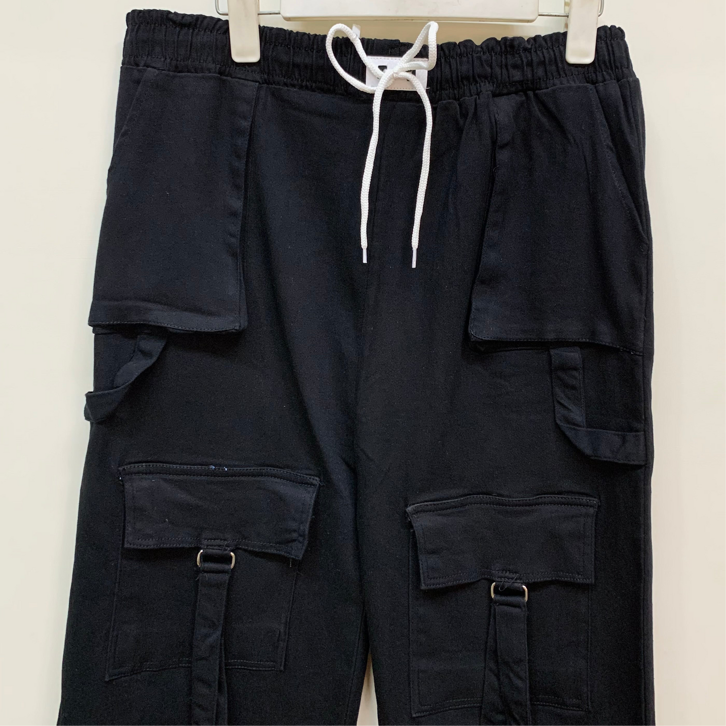 4-Pocket Denim Cargo Pants with Strap Detailing