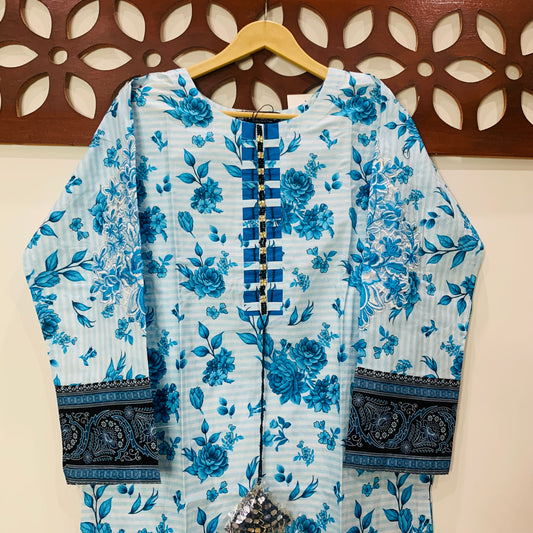Blossom Touch – 2-Piece Printed Lawn Outfit with Elegant Embroidery