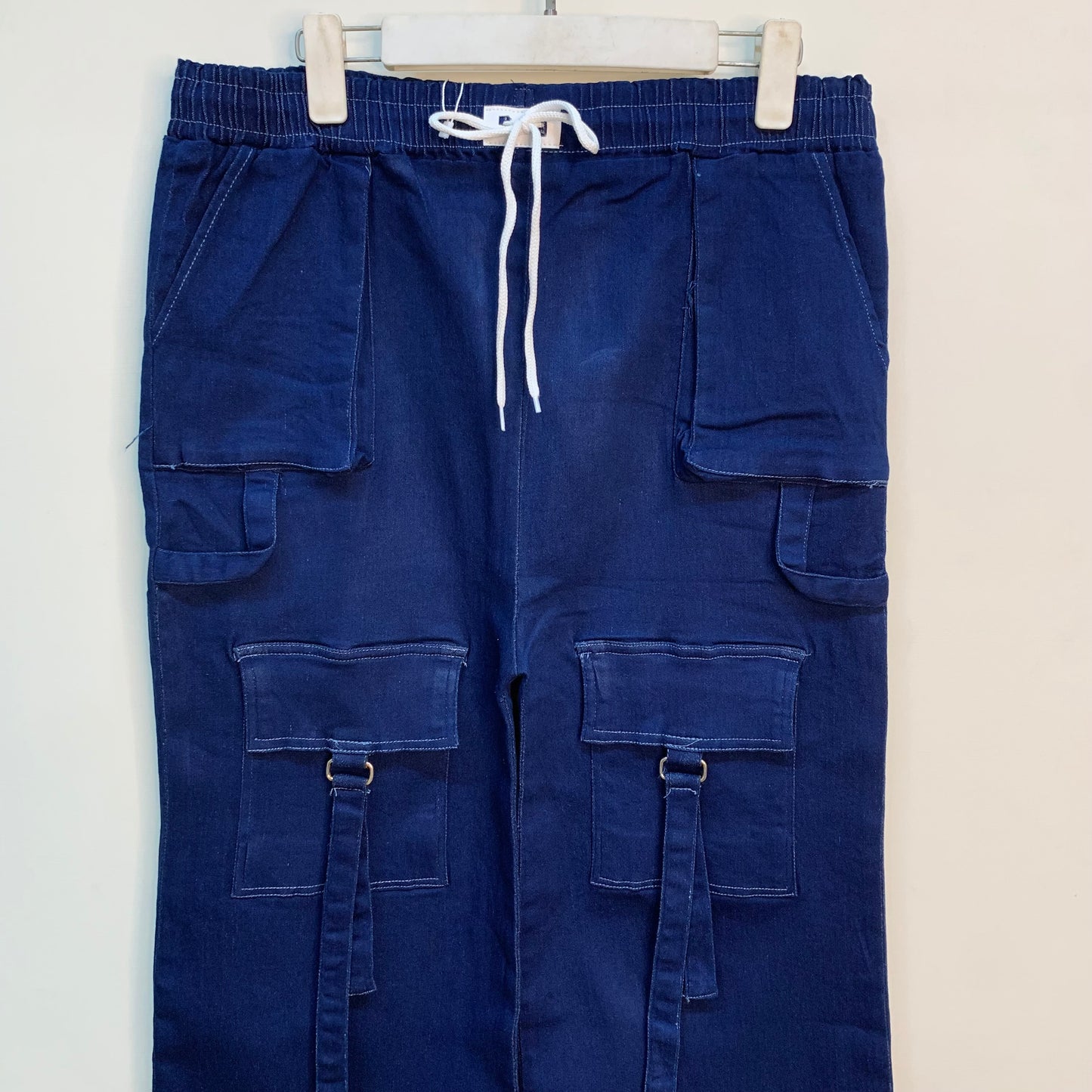 4-Pocket Denim Cargo Pants with Strap Detailing