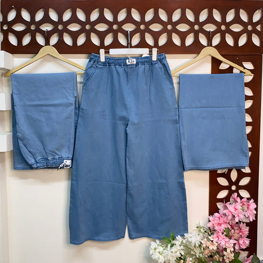 XL Denim Plazo with Pockets - Plain & Comfortable