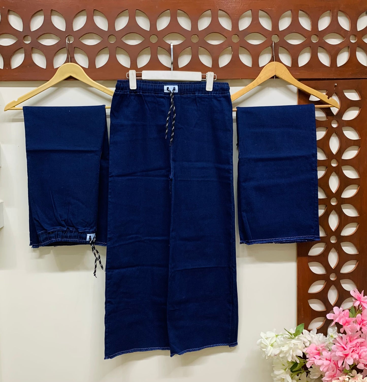 Dori Elastic Waist Rough Denim Trouser