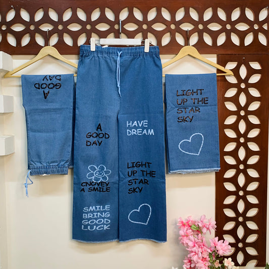 Dream Vibes Printed Denim Trouser