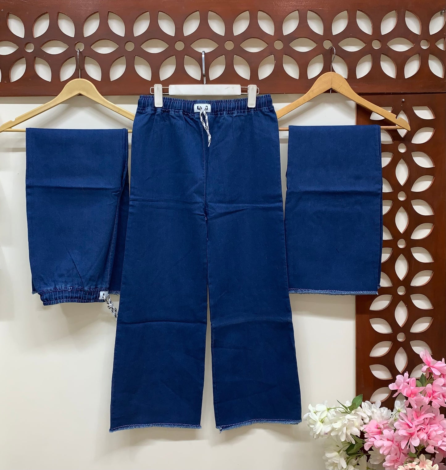 Dori Elastic Waist Rough Denim Trouser