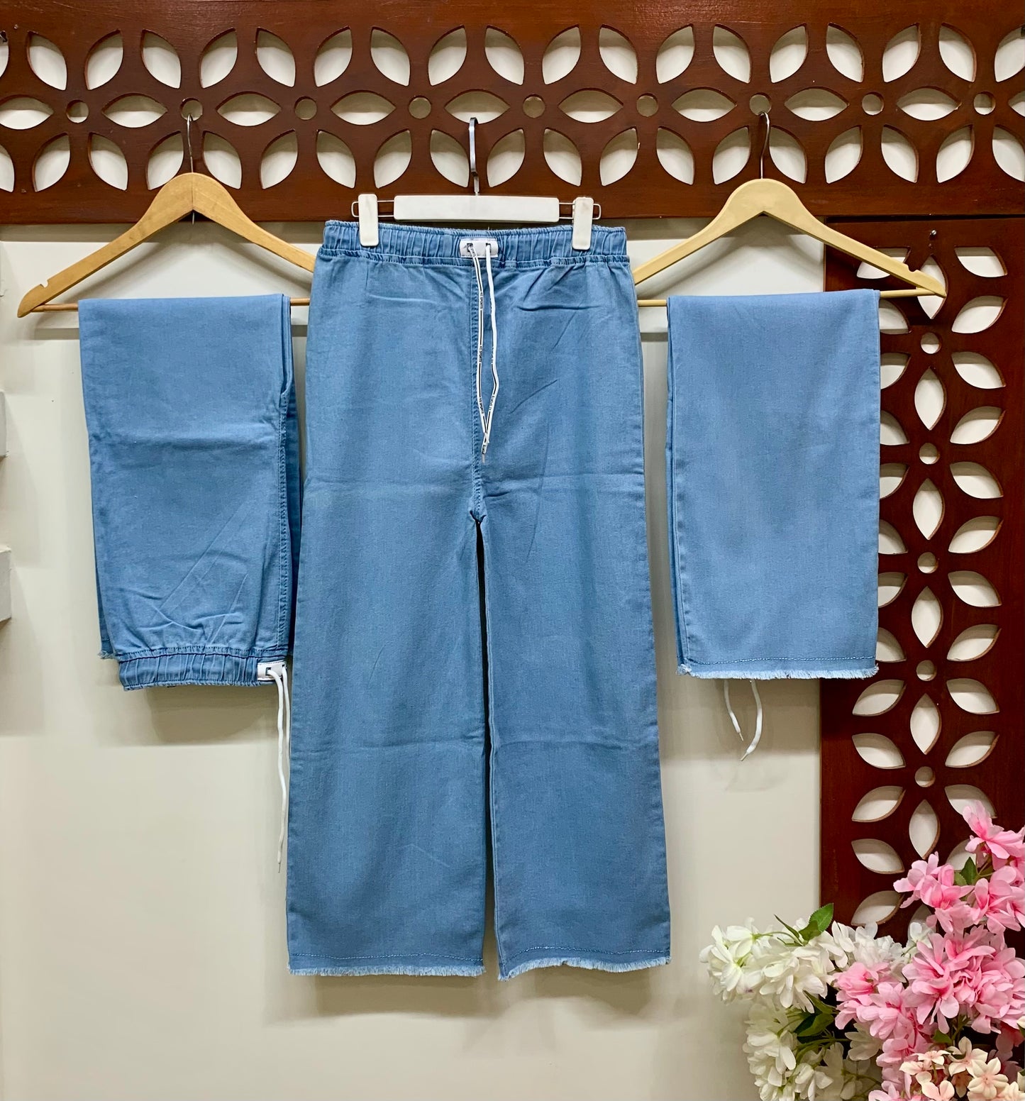 Dori Elastic Waist Rough Denim Trouser