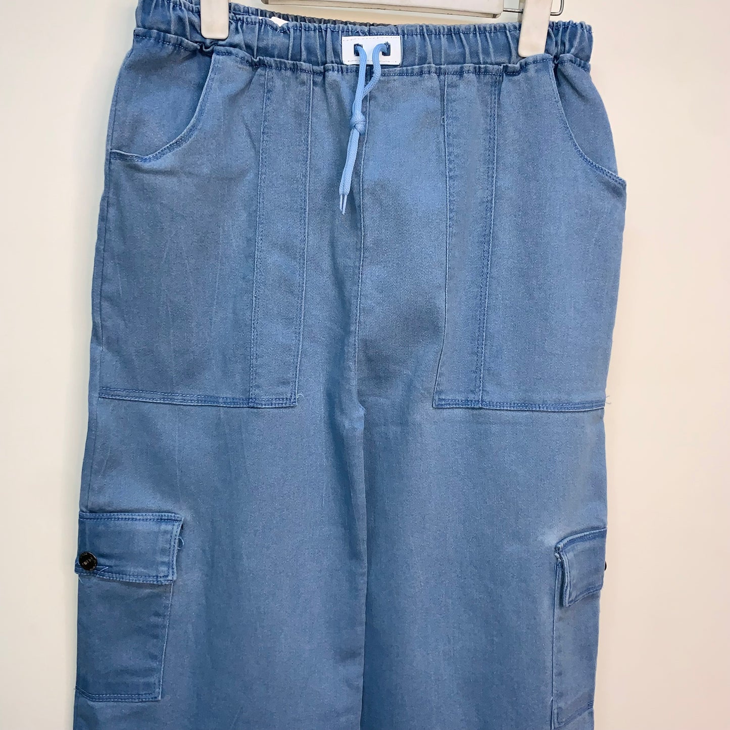 4-Pocket Denim Cargo Jeans with Elastic Waistband